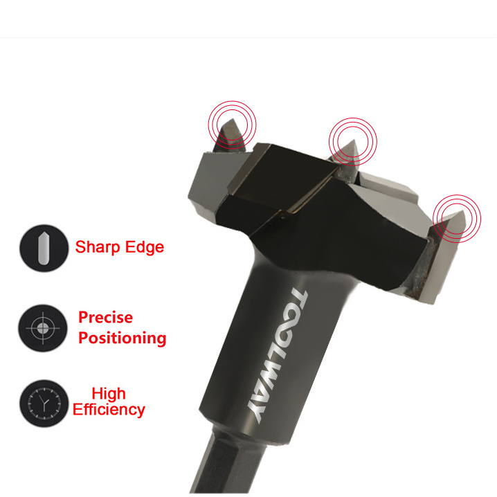 TOOLWAY dia 18mm woodworking tungsten carbide hex shank forstner hinge cutter hole saw drill bits