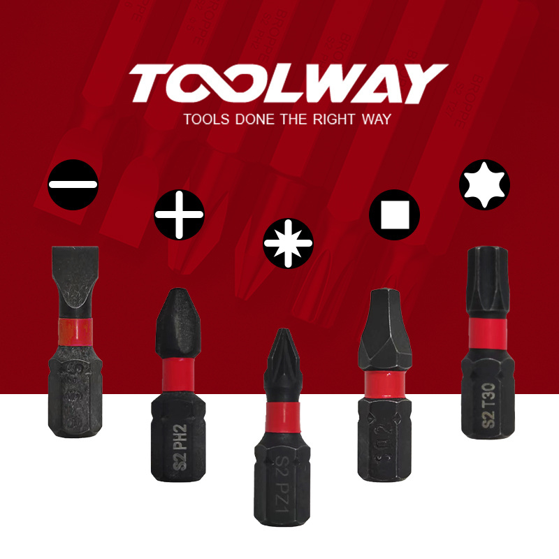 TOOLWAY 25mm Impact screwdriver drill bit accessories S2 screw driver bits for drills