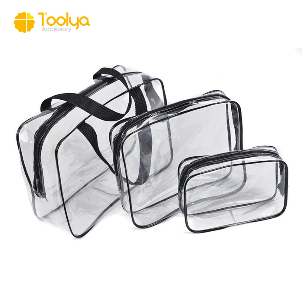 Wholesale  Custom LOGO Printed Carry On Vinyl TSA Approved Clear Toiletry bag  Transparent Travel Makeup PVC Cosmetic Bag