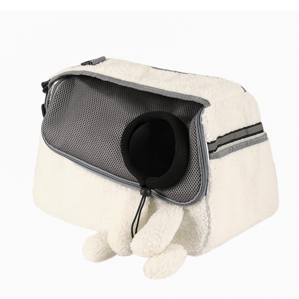 Luxury dog cat bag plush cute travel carrying shoulder crossbody pet bag