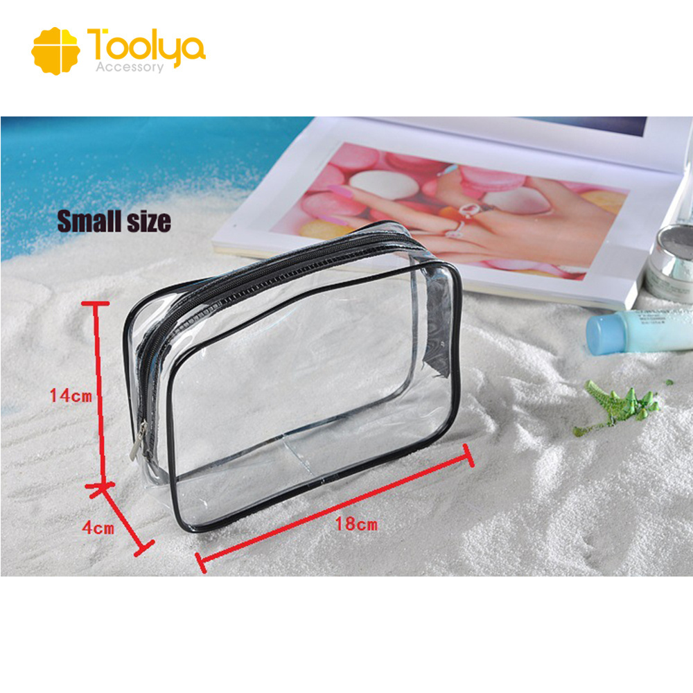 Wholesale  Custom LOGO Printed Carry On Vinyl TSA Approved Clear Toiletry bag  Transparent Travel Makeup PVC Cosmetic Bag