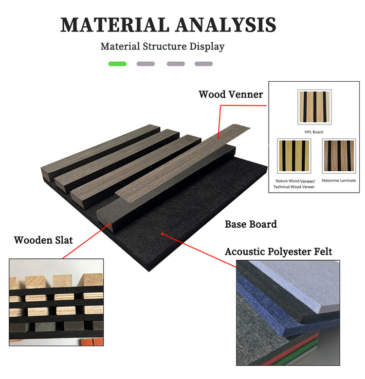 eco-friendly slat acoustic wall panelling sound absorbing 3d wall panel for home office decoration