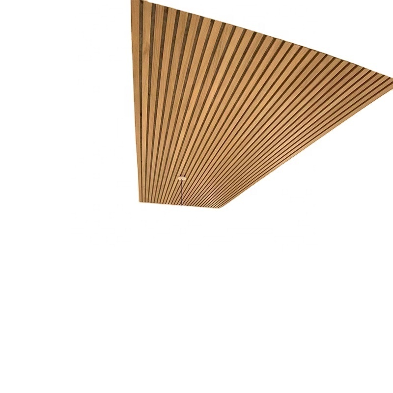 3D  pet polyesters studio slat natural oak walnut  veneer akupanel wooden soundproof pet  wood wall ceiling acoustic panel