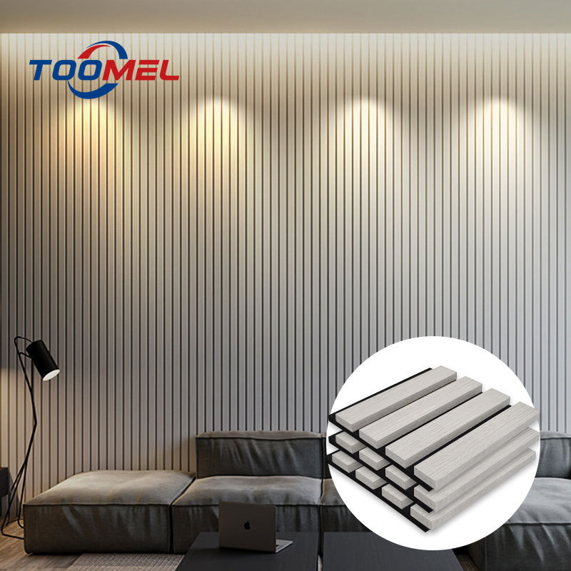 Decoration Acoustic Panel Solid Wood Acoustic Wall Slat Indoor Panels Boards Interior Acoustic Black PET Felt Panels