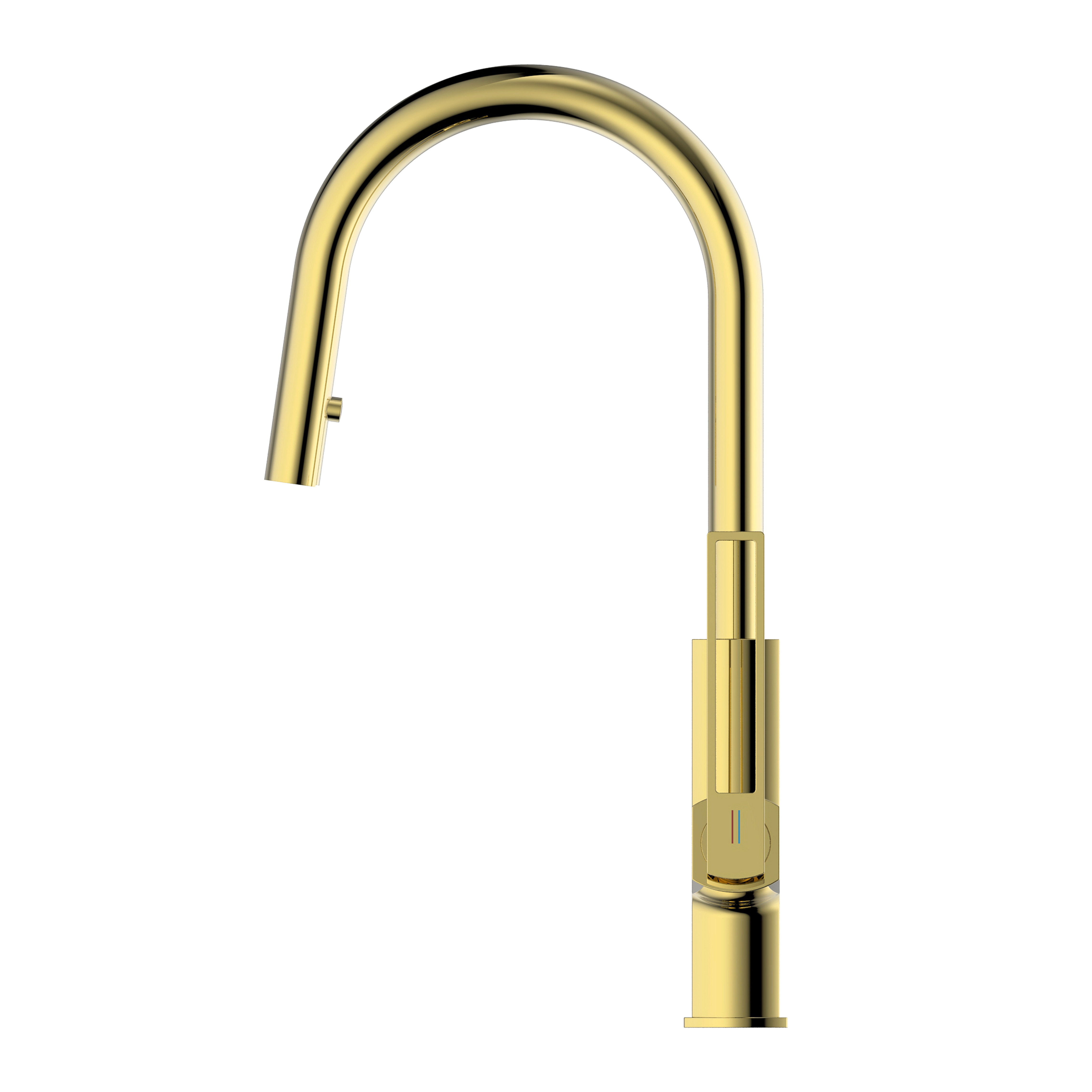 Brushed Gold High Arc Kitchen Faucet with Pull Down Sprayer Single Lever Kitchen Sink Tap Laundry Faucet