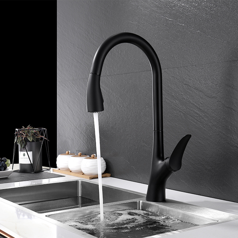 2 ways black brass bridge kitchen faucet set Digital display pull out kitchen faucet flexible