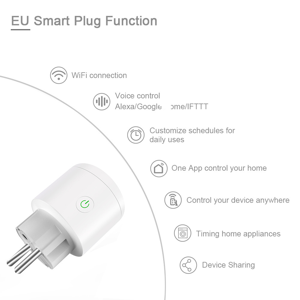 Tooya smart Wifi socket shared remote control 16 Europe plug mini Wifi socket can voice remote control plug