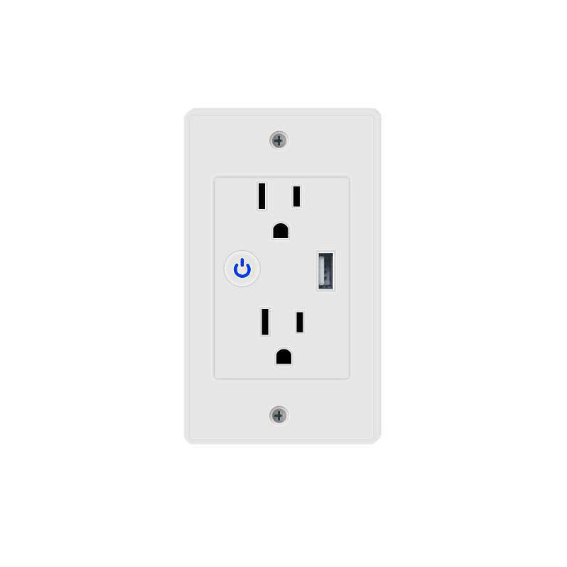 BSD49 wifi tuya 10A 16A us 2 AC USB with neutral wire & no capacitor & no energy monitor smart wall socket