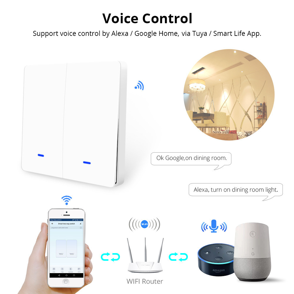 Tuya UK EU Zigbee switch with neutral wire & no capacitor & no energy monitor BSD45 1/2/3 gang smart switch