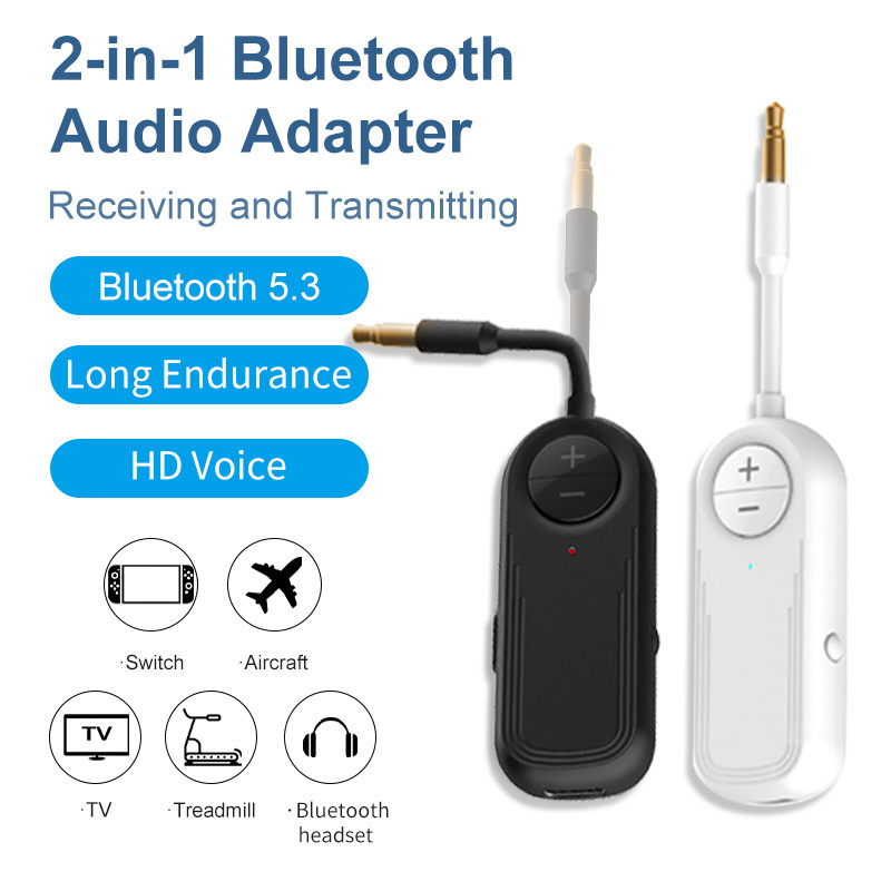 New M28 BT5.3 aircraft blue tooth 3.5mm audio receiver transmitter is suitable for lossless stereo sound on the aircraft