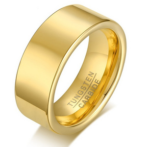 2023 Hot Wholesale Tungsten Rings Gold Plated Simple Blank Wedding Band Rings For Men Titanium Stainless Steel Jewelry