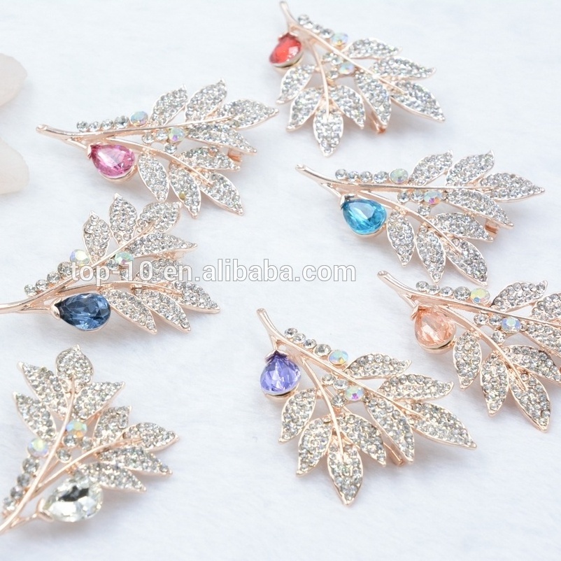 Custom Newest 2020 Wholesale Luxury Rose Gold Safety Jewelry Pin Crystal Rhinestone Colorful Flower Brooch Pin Women Hot Sale