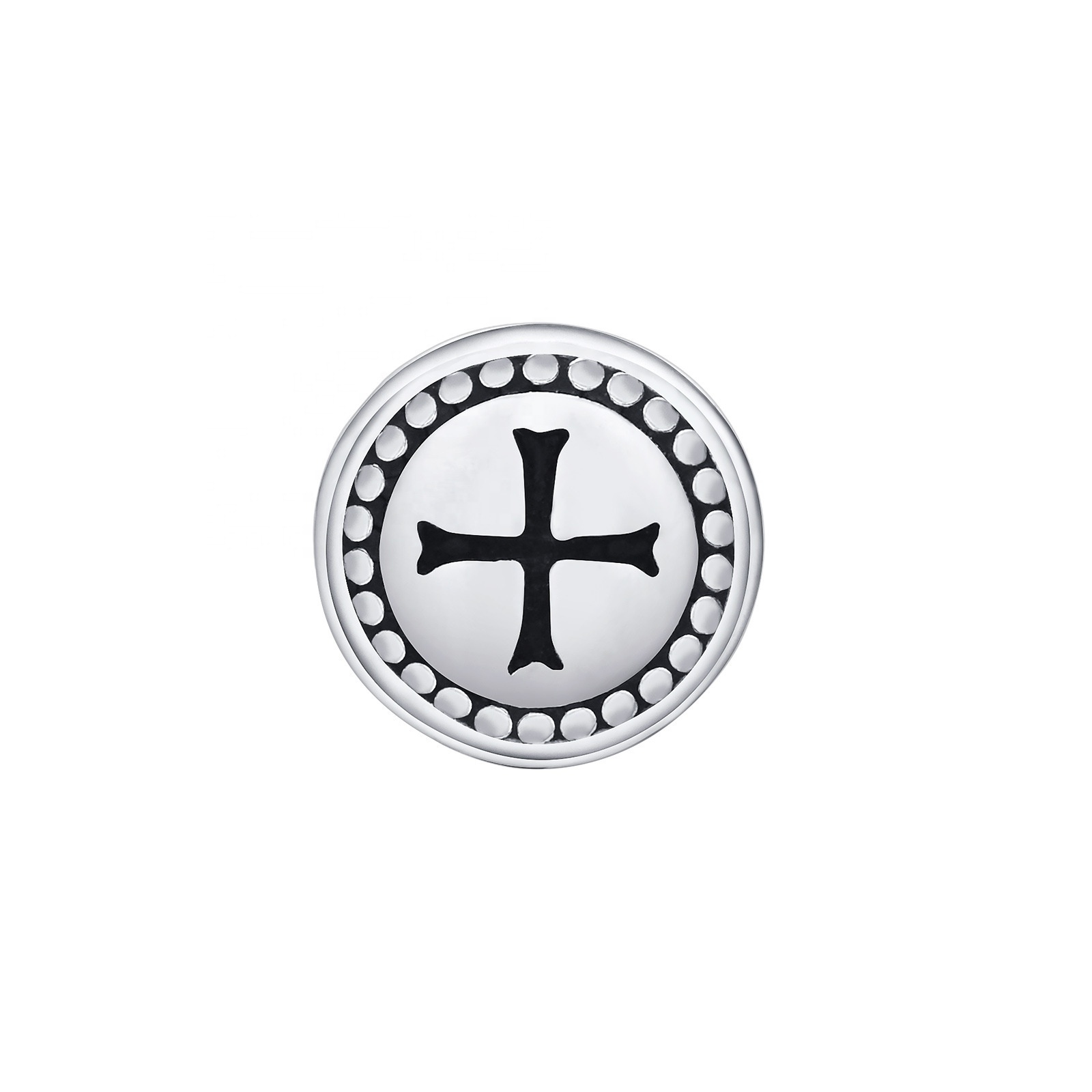 Stainless Steel Street 1PC Stud Post Earrings Steel Silver Color Plated Cross Round Titanium Hiphop Vintage Earrings Men Women