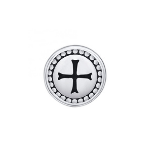 Stainless Steel Street 1PC Stud Post Earrings Steel Silver Color Plated Cross Round Titanium Hiphop Vintage Earrings Men Women