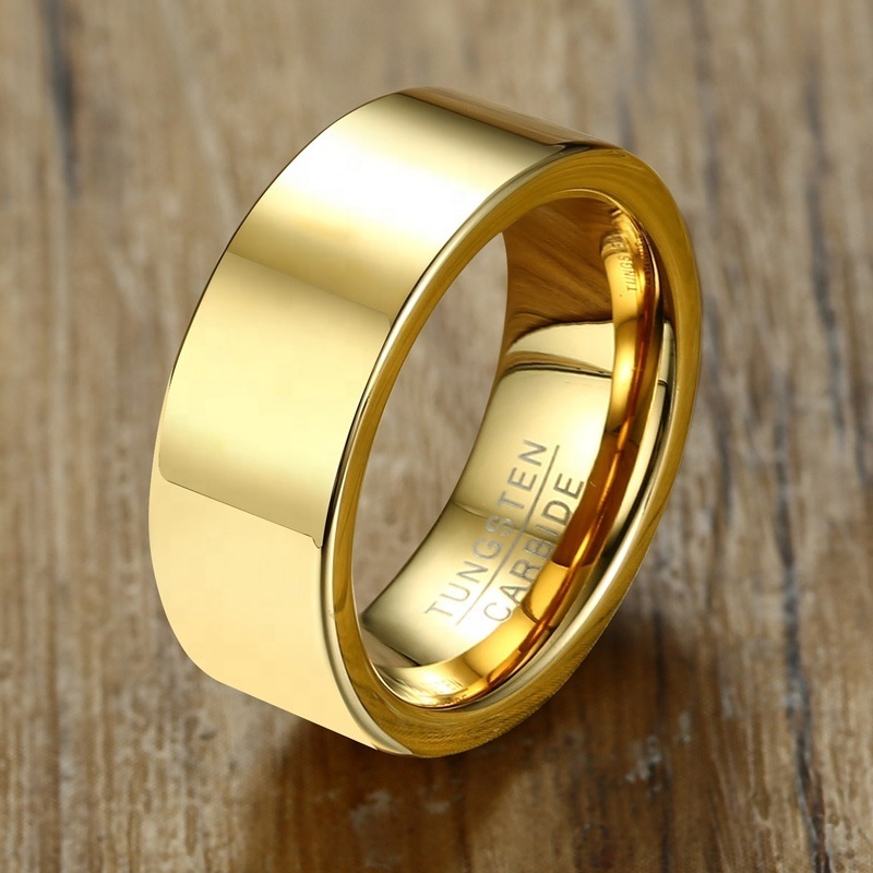 2023 Hot Wholesale Tungsten Rings Gold Plated Simple Blank Wedding Band Rings For Men Titanium Stainless Steel Jewelry