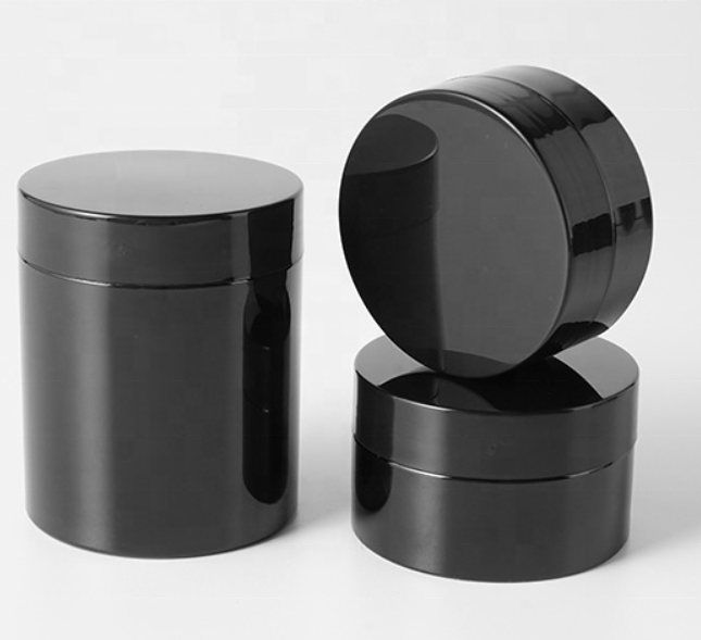 stock empty PET Plastic 50ml 100ml 120ml 150ml 200ml 250ml 500ml  Black cosmetic jar for cream cosmetic packaging containers