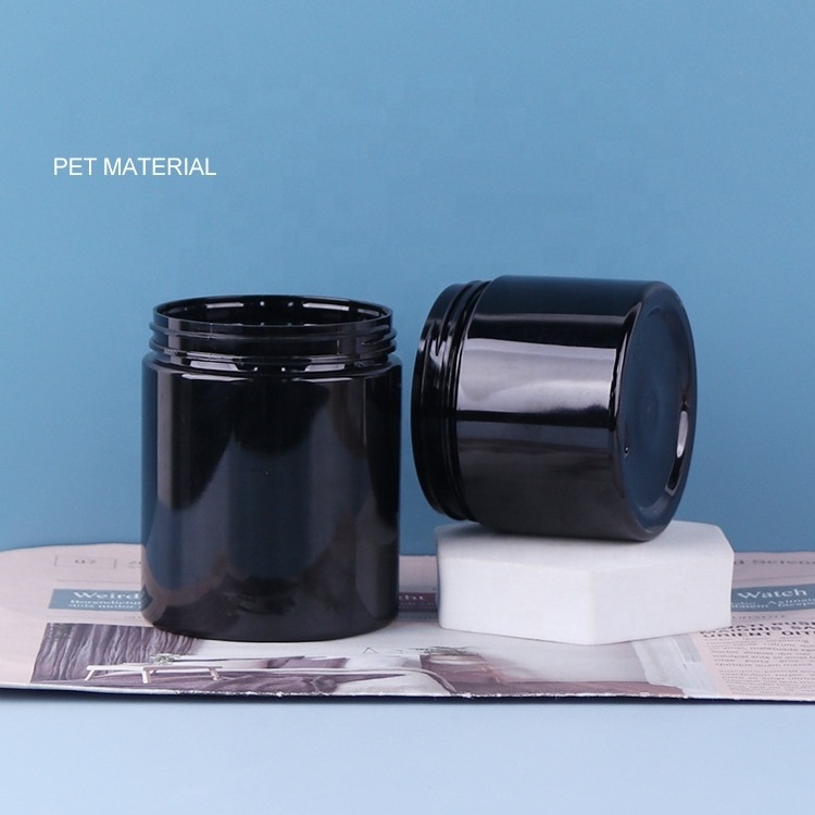 stock empty PET Plastic 50ml 100ml 120ml 150ml 200ml 250ml 500ml  Black cosmetic jar for cream cosmetic packaging containers