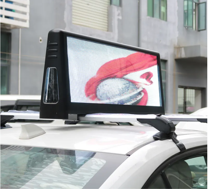 outdoor 4G wireless control P2.5 P3.33 taxi top led display/Car Top Sign/ LED Advertising 960x320mm double sided car roof top