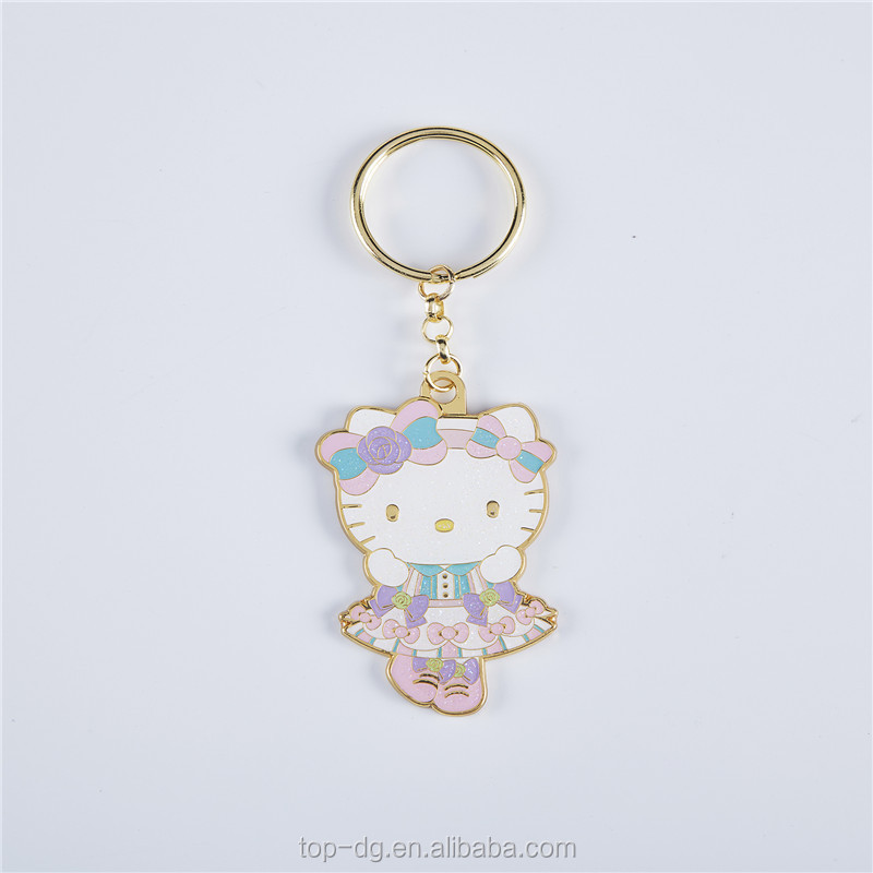 Environmental nickel plated custom hello kitty keychain