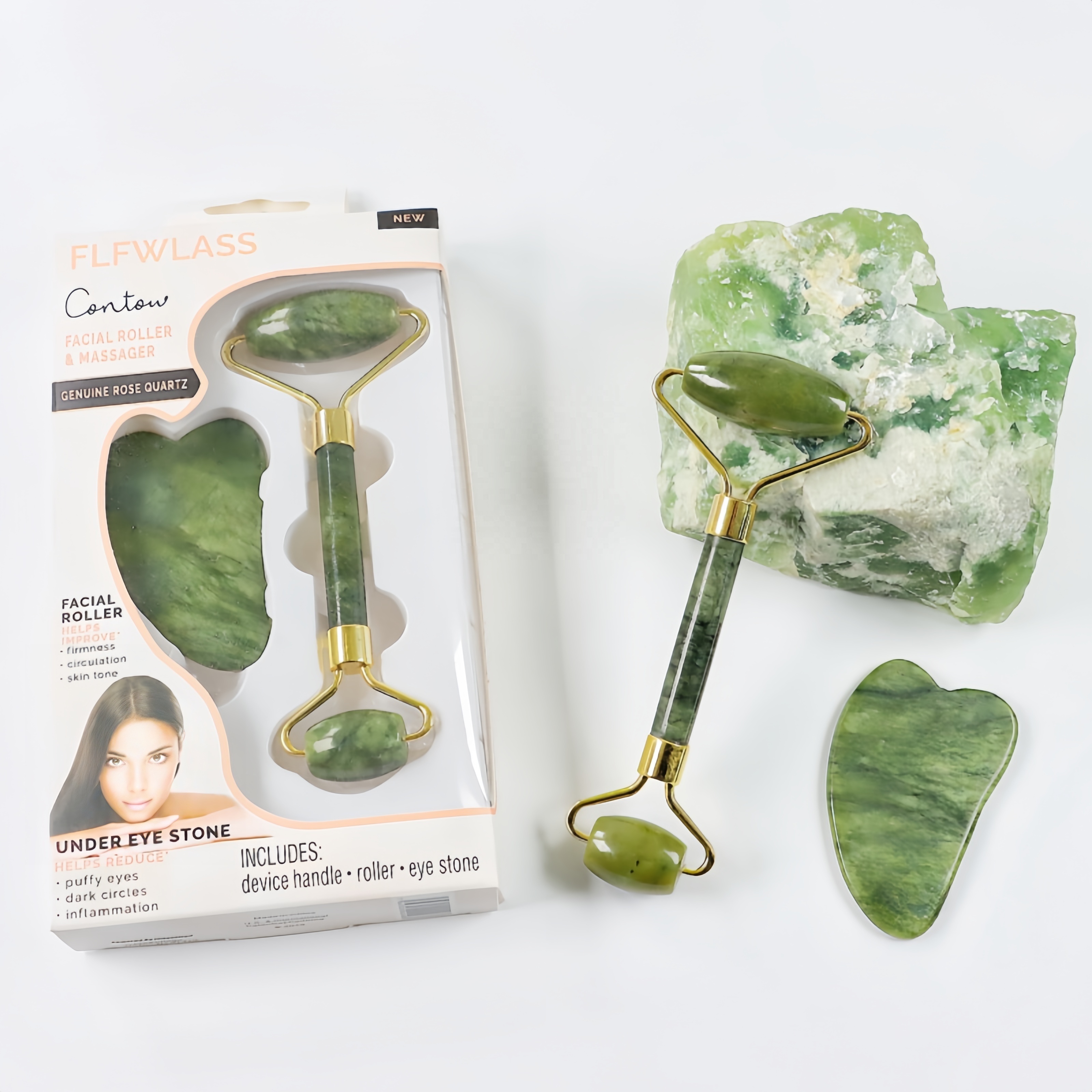 Cryotherapy Ice Jade Roller Gua Sha Facial Tools Face Massager Natural Healing Crystals Tools for Wellness Relaxation.