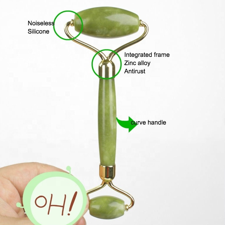 100% genuine natural nephrite anti aging massage custom facial green jade face stone ball roller and guasha massager set