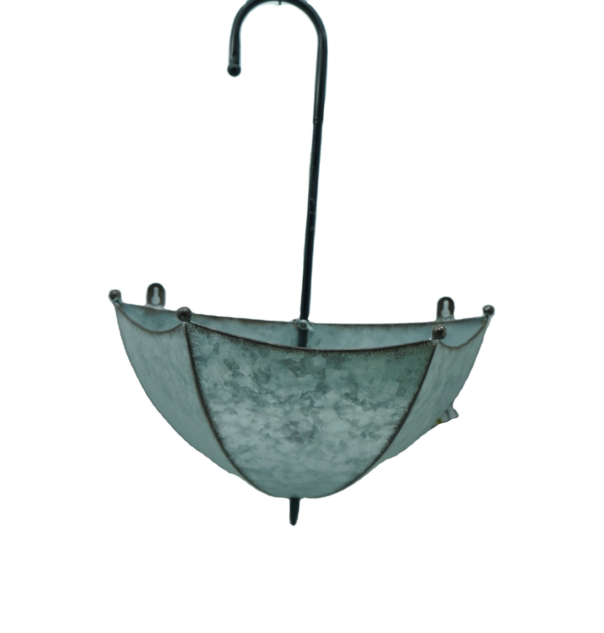 Top Grace Umbrella Shaped Hanging Iron Planter Ash Grey Color Handmade Stylish Plant & Flower Pots For Indoor And Outdoor Decora