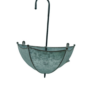 Top Grace Umbrella Shaped Hanging Iron Planter Ash Grey Color Handmade Stylish Plant & Flower Pots For Indoor And Outdoor Decora