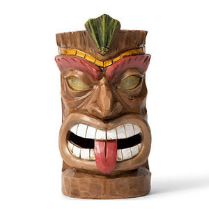 Top Grace Tiki Head Solar Light for Home Decor and Outdoor Decor Cocktail Tiki Solar Powered Flickering LED Solar Garden Decor