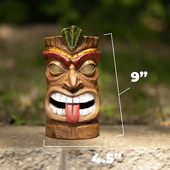 Top Grace Tiki Head Solar Light for Home Decor and Outdoor Decor Cocktail Tiki Solar Powered Flickering LED Solar Garden Decor