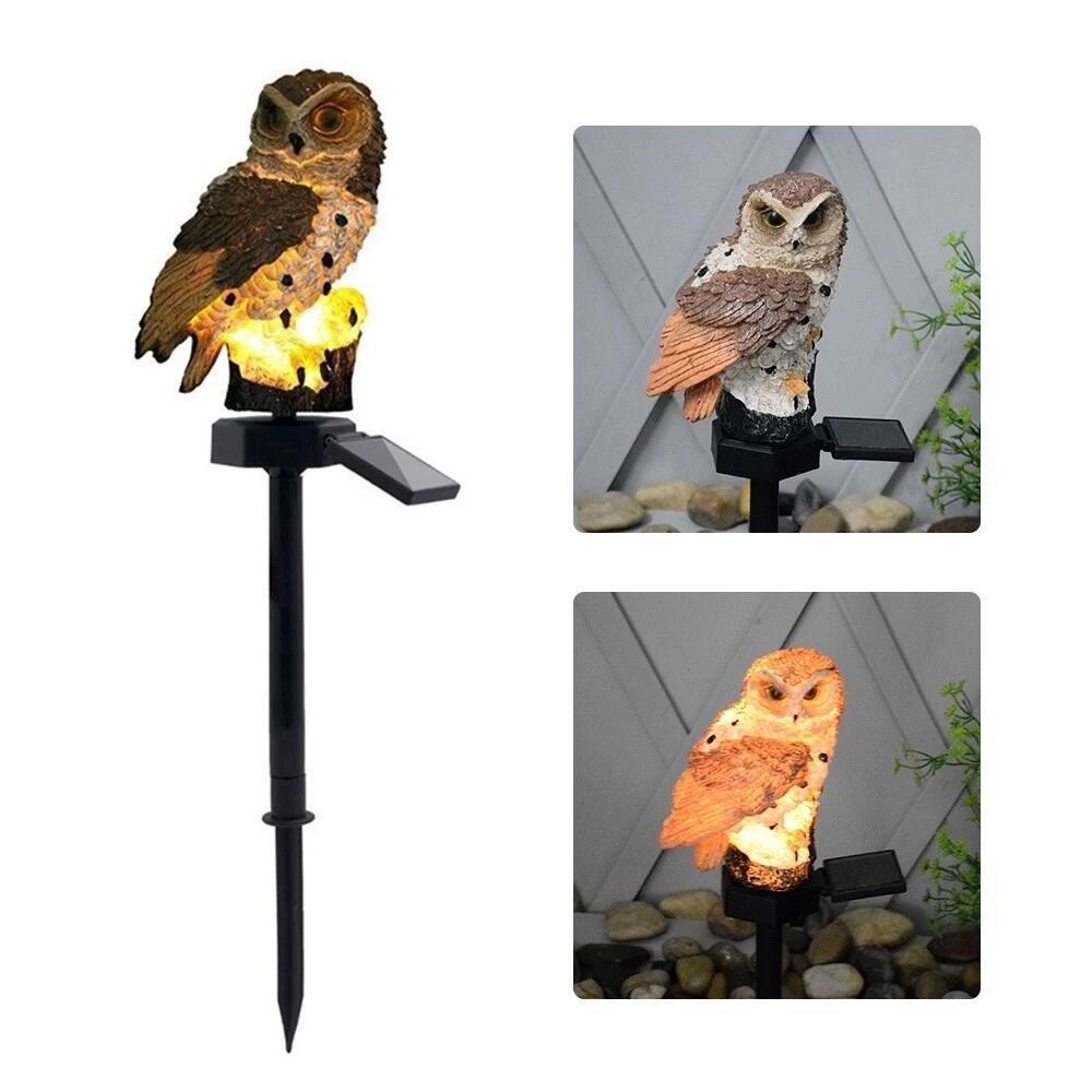 Top Grace Garden Solar Lights Outdoor Decorative Resin Owl Solar LED Lights with Stake for Garden Lawn Pathway Yard