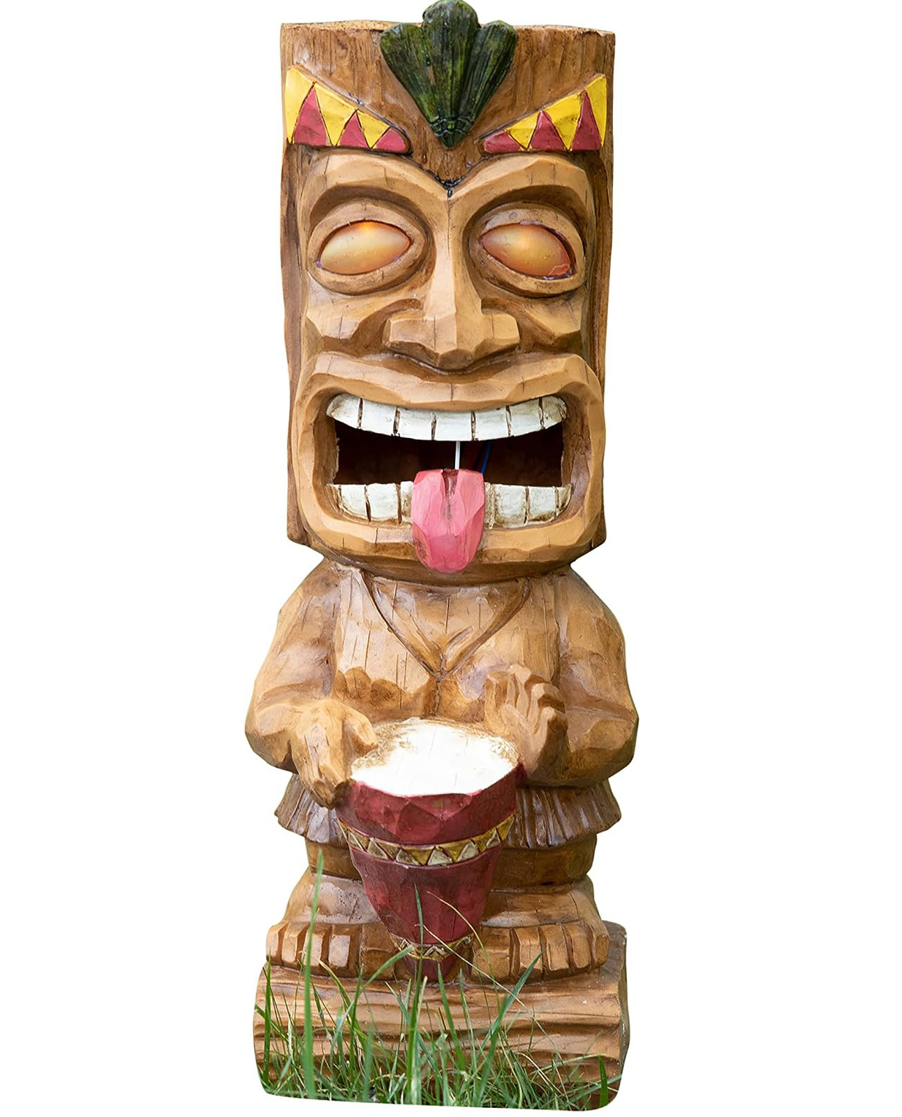 Top Grace LED Garden Light Hand Painted Decorative Resin Torch Tiki Decor