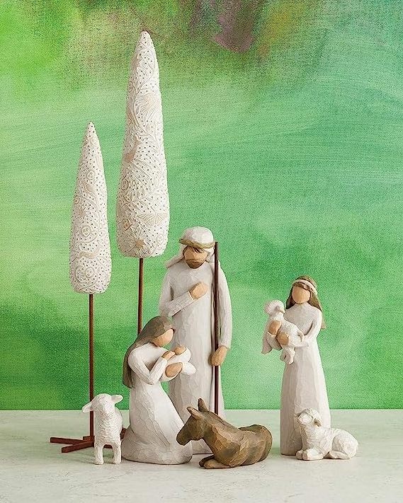 Top Grace Custom resin natural hand carved Christmas nativitys religious figures set baby Jesus custom figurine