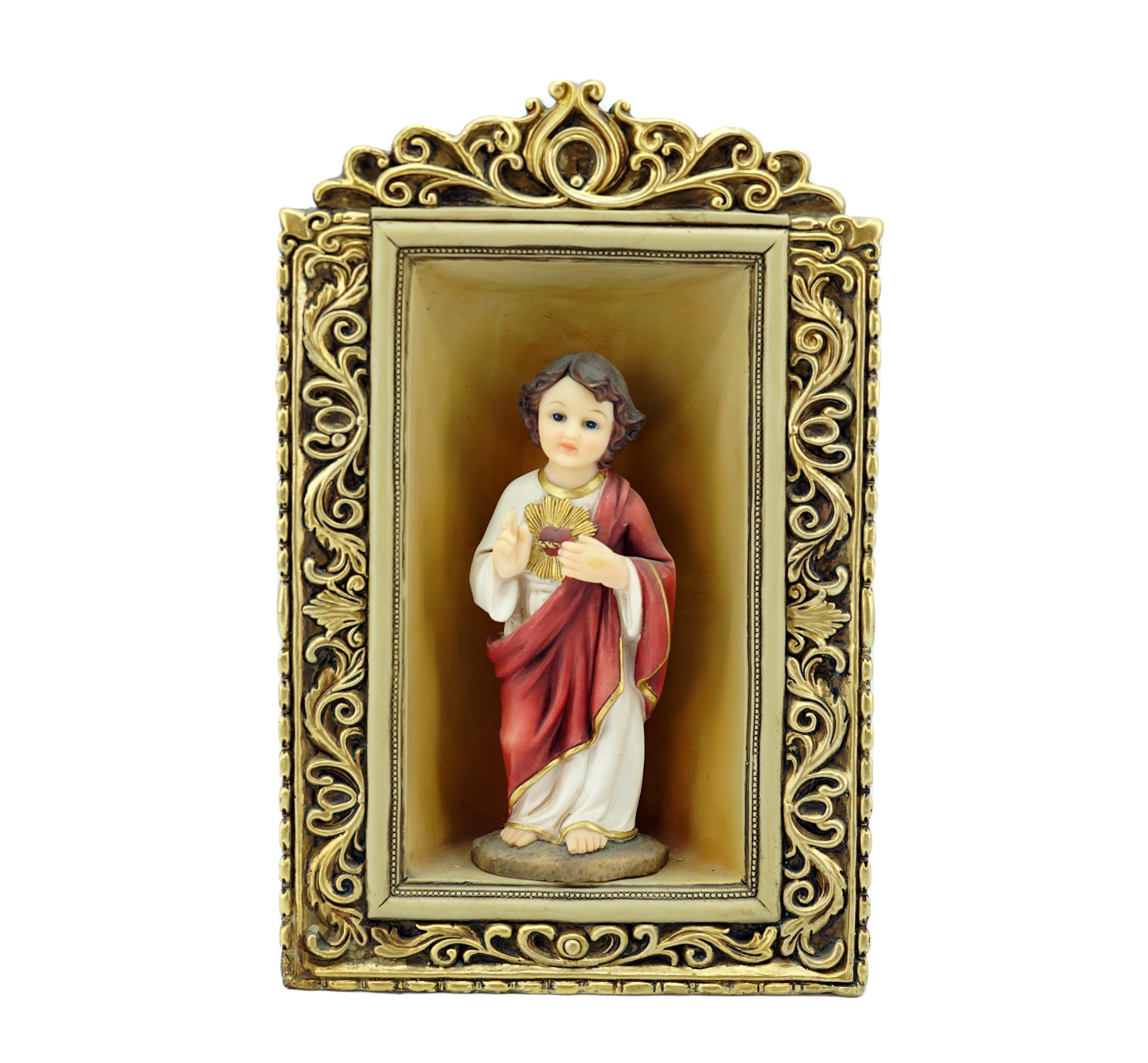 Top Grace Christian Baby Jesus Statue Home Decoration Desktop Religious Ornaments 3D Photo Frame Statue With Led Light