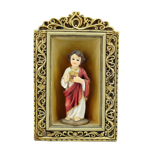 Top Grace Christian Baby Jesus Statue Home Decoration Desktop Religious Ornaments 3D Photo Frame Statue With Led Light