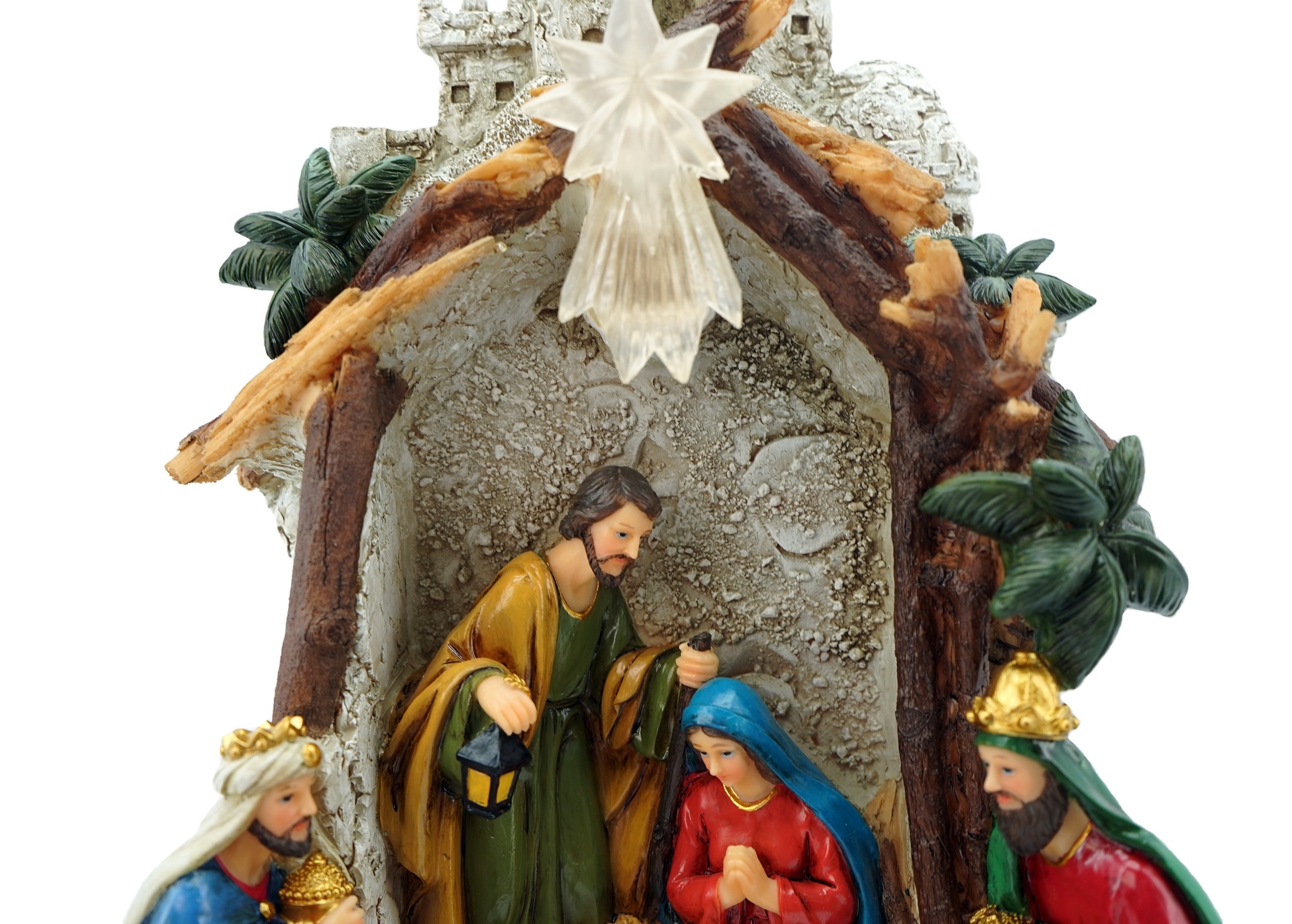 Top Grace Resin Religious Statues Wholesale Nativity Figurine With Led Light