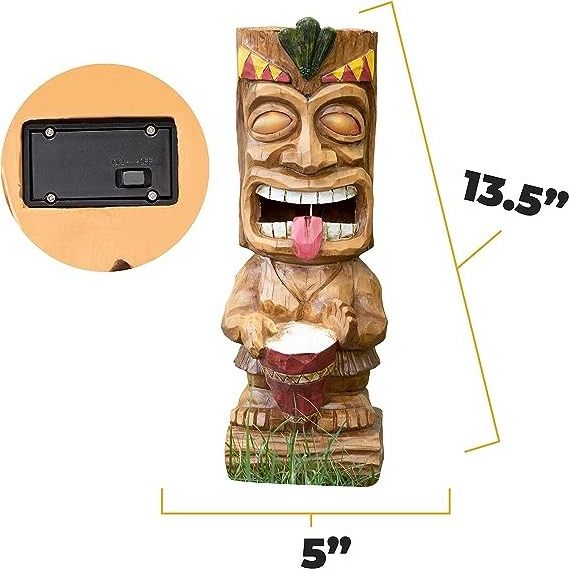 Top Grace LED Garden Light Hand Painted Decorative Resin Torch Tiki Decor