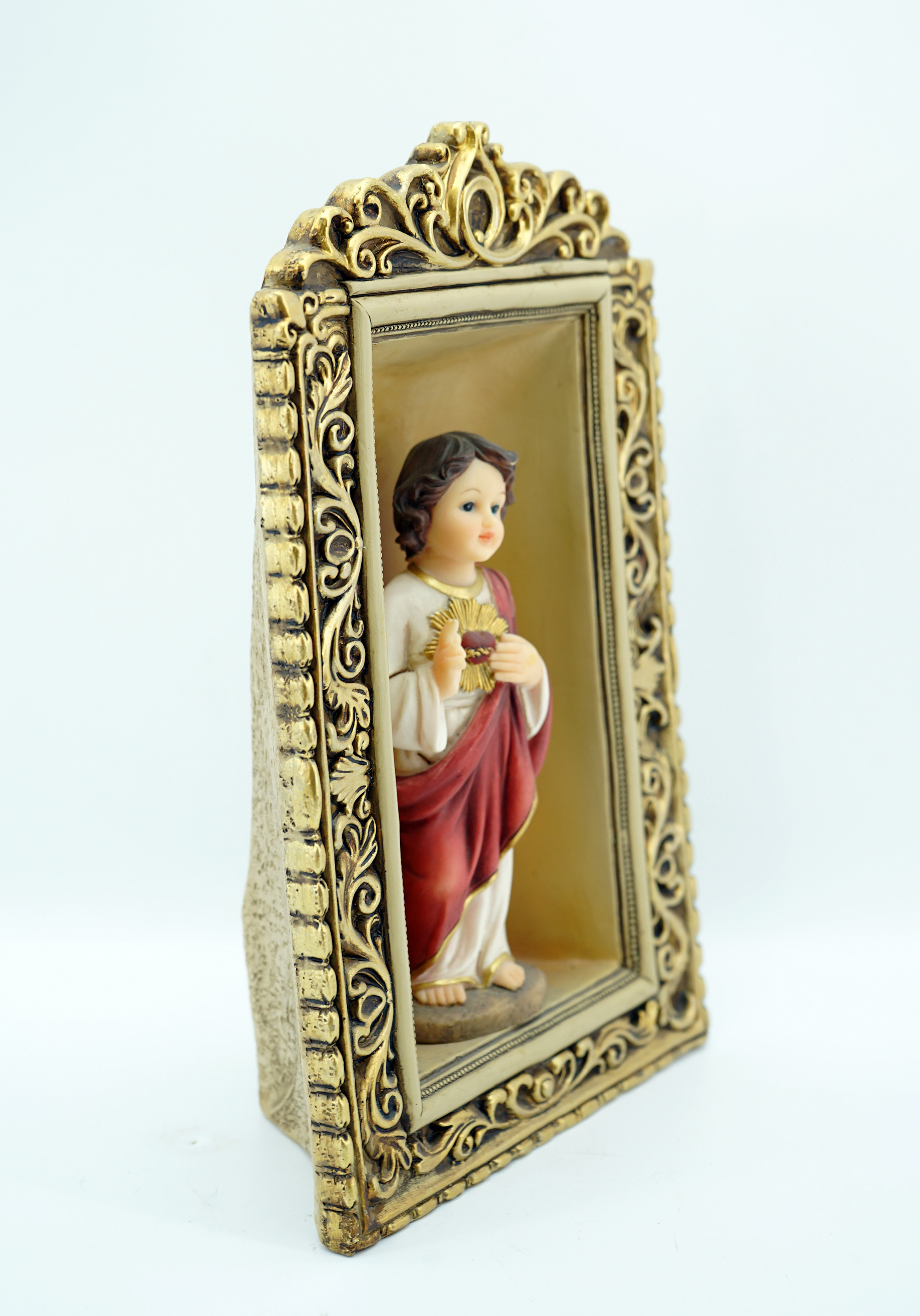 Top Grace Christian Baby Jesus Statue Home Decoration Desktop Religious Ornaments 3D Photo Frame Statue With Led Light