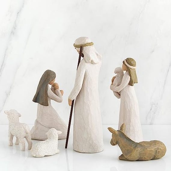 Top Grace Custom resin natural hand carved Christmas nativitys religious figures set baby Jesus custom figurine