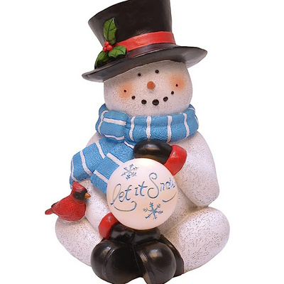 Snowman with Snowball and Gentleman Hat Winter Snow Garden Decoration Christmas Snowman Resin Crafts resin figurine