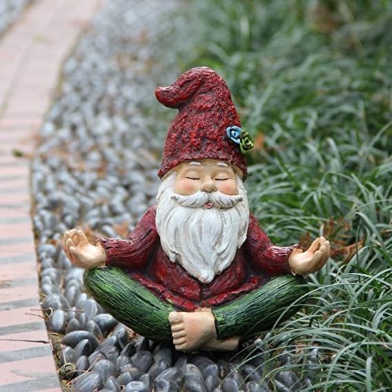 Outdoor Garden gnomes statue yoga Gnomes statue in yoga pose for garden decor Yoga gnomes garden statues with solar lights