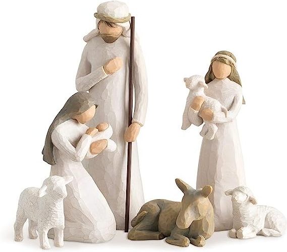 Top Grace Custom resin natural hand carved Christmas nativitys religious figures set baby Jesus custom figurine