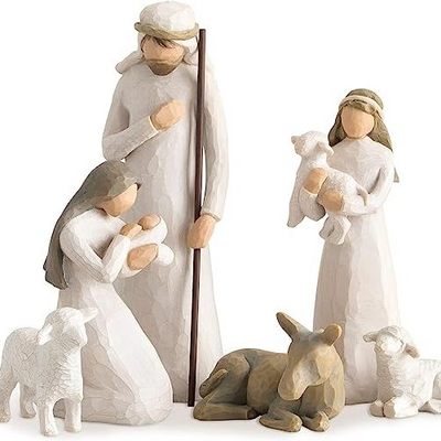 Top Grace Custom resin natural hand carved Christmas nativitys religious figures set baby Jesus custom figurine