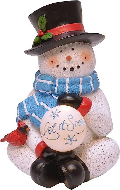 Snowman with Snowball and Gentleman Hat Winter Snow Garden Decoration Christmas Snowman Resin Crafts resin figurine