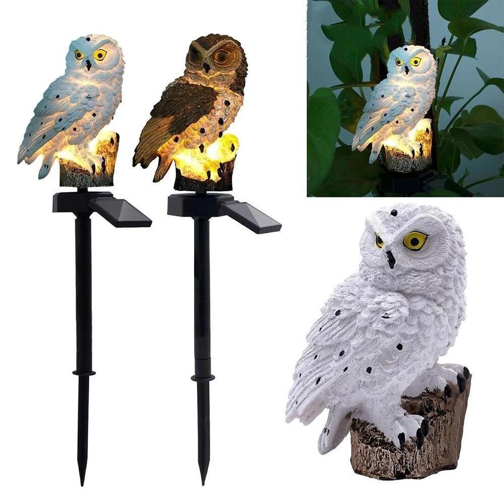 Top Grace Garden Solar Lights Outdoor Decorative Resin Owl Solar LED Lights with Stake for Garden Lawn Pathway Yard