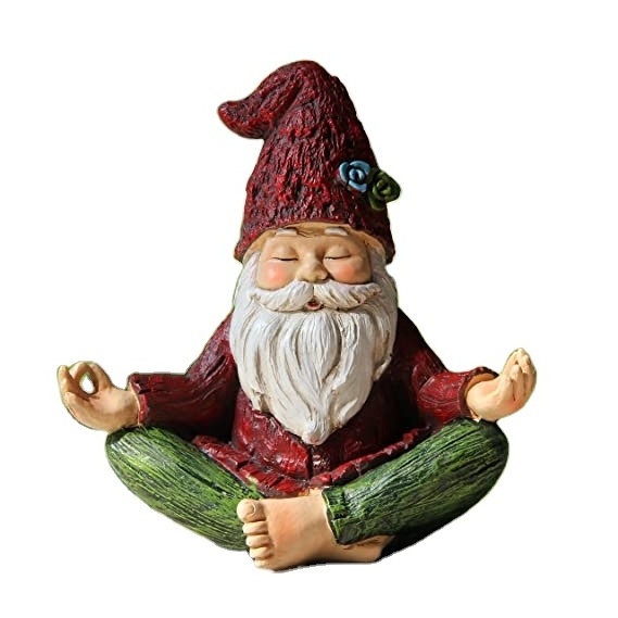 Outdoor Garden gnomes statue yoga Gnomes statue in yoga pose for garden decor Yoga gnomes garden statues with solar lights