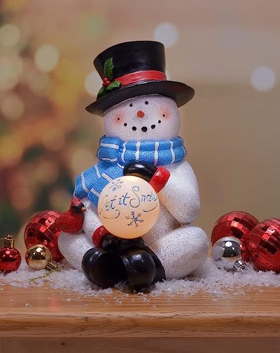 Snowman with Snowball and Gentleman Hat Winter Snow Garden Decoration Christmas Snowman Resin Crafts resin figurine