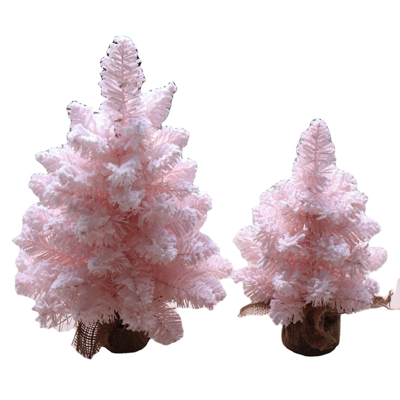 Pink snowflake Christmas Tree PVC Christmas flocking small tree Mini Christmas tree