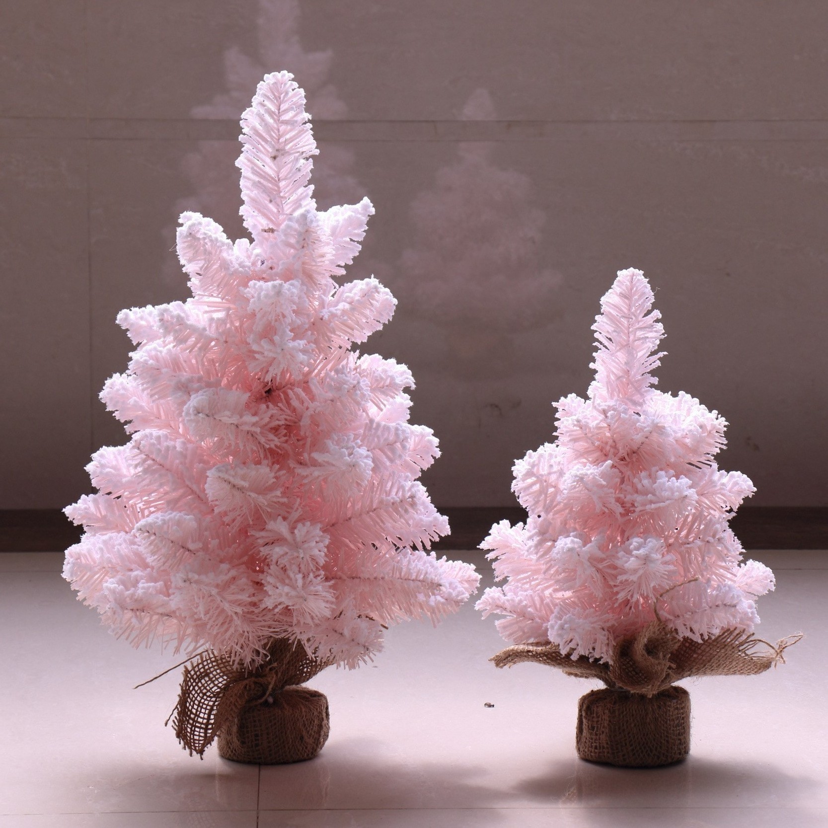 Pink snowflake Christmas Tree PVC Christmas flocking small tree Mini Christmas tree