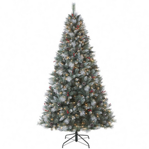 New Design Yellow PVC Christmas Tree Plastic Laser Film Fireproof Christmas Trees with LED Lights