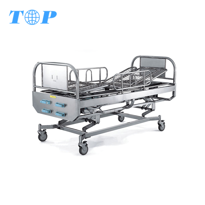 TOP-M1061 Best Quality Stainless Steel Four Manual Crank Rolling Hospital Patient Bed Price,Patient Bed Size